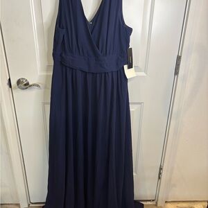 NEW LULUs Thoughts of Hue Navy Blue V neck formal dress